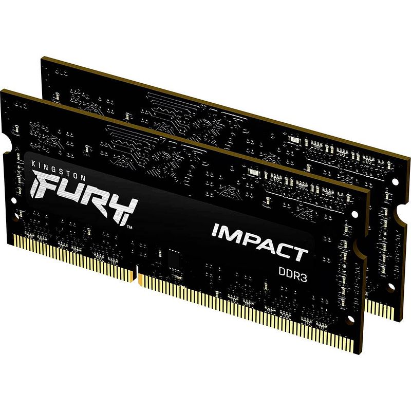 Foto van Kingston fury impact werkgeheugenset voor laptop ddr3 8 gb 2 x 4 gb non-ecc 1600 mhz 204-pins so-dimm cl9 kf318ls11ibk2/8