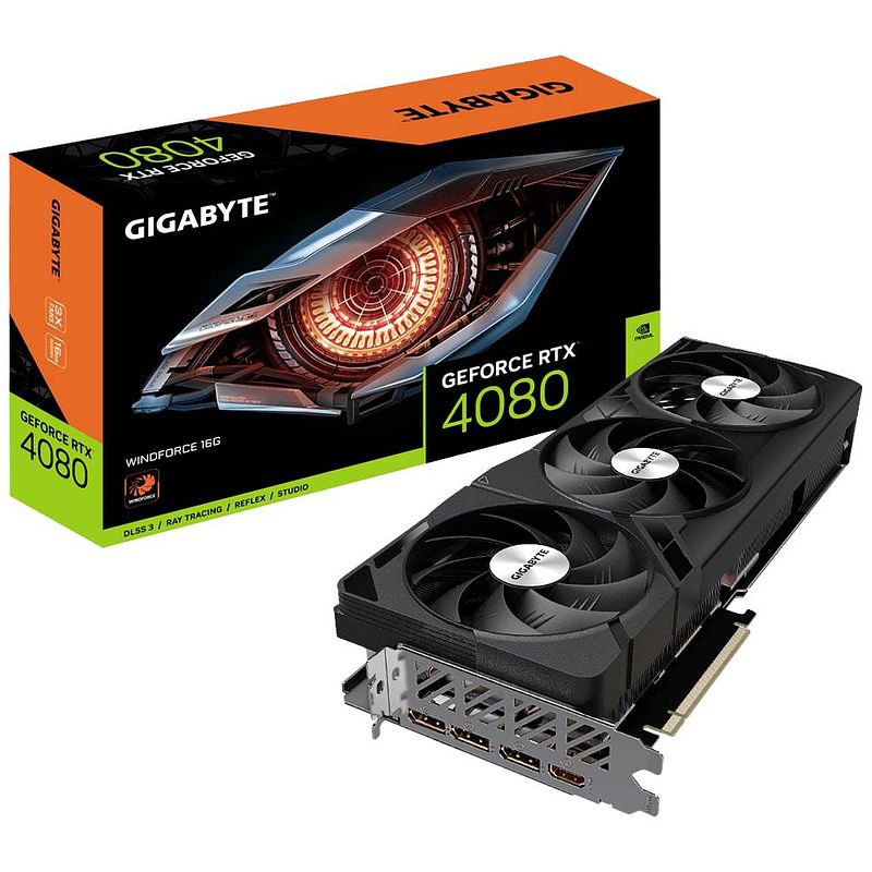 Foto van Gigabyte videokaart nvidia geforce rtx 4080 16 gb gddr6x-ram pcie 4.0 x16, hdmi, displayport