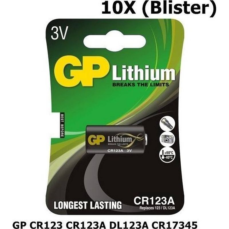 Foto van 10 stuks - gp cr123 cr123a dl123a cr17345 lithium batterij