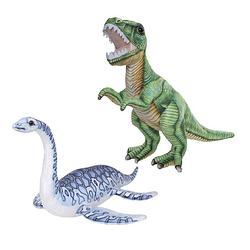 Foto van Speelgoed set van 2x pluche dino knuffels t-rex en plesiosaurus van 30 cm - knuffeldier