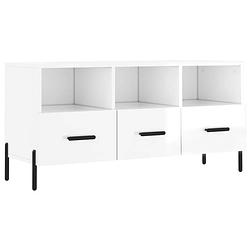 Foto van The living store televisiekast trendy - tv-meubel met 3 vakken en 3 lades - 102 x 36 x 50 cm - hoogglans wit