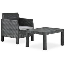 Foto van Vidaxl 2-delige loungeset met kussen pp rattan antracietkleurig