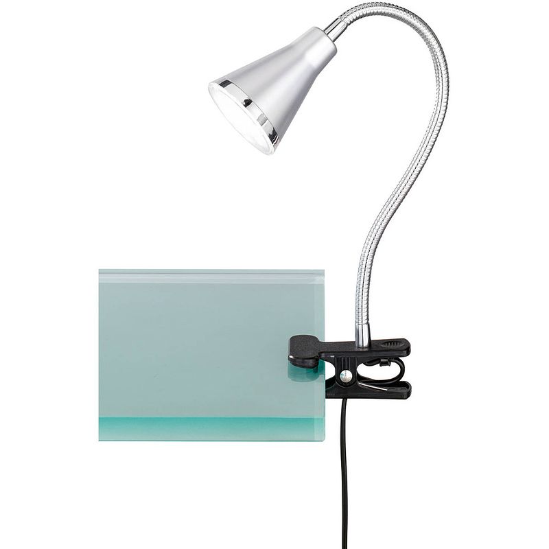 Foto van Led klemlamp - trion arora - 3w - warm wit 3000k - glans titaan - kunststof