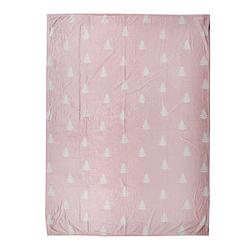 Foto van Clayre & eef plaid 130x170 cm roze wit polyester kerstbomen deken roze deken