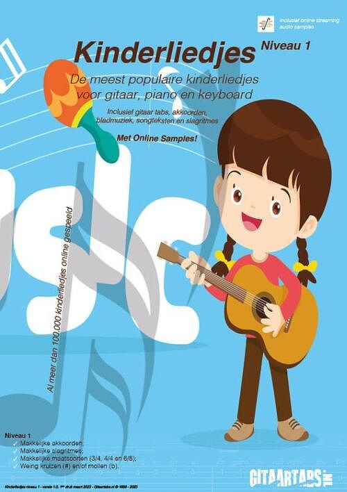 Foto van Kinderliedjes voor gitaar, piano, keyboard en zang - jan van der heide - paperback (9789082803228)