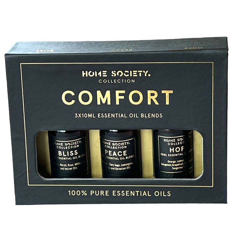 Foto van Luxe geur olie essential oil pack comfort - 3 x 10ml - bliss, hope, peach