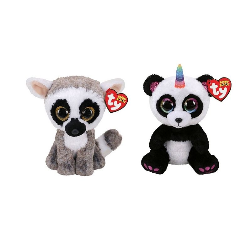 Foto van Ty - knuffel - beanie boo's - linus lemur & paris panda