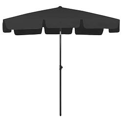 Foto van The living store strandparasol - zwart polyester - 200x125 cm - uv-bestendig