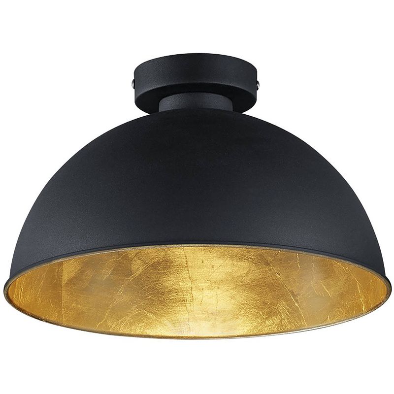 Foto van Led plafondlamp - plafondverlichting - trion jin - e27 fitting - rond - mat zwart - aluminium