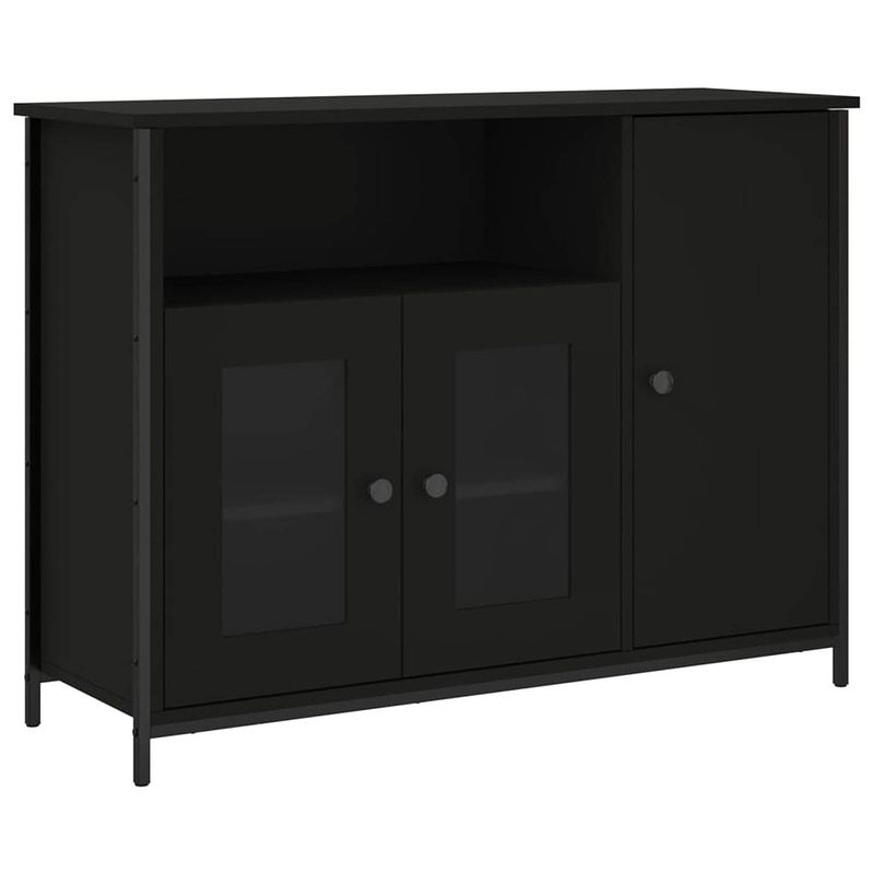 Foto van Vidaxl dressoir 100x35x75 cm bewerkt hout zwart