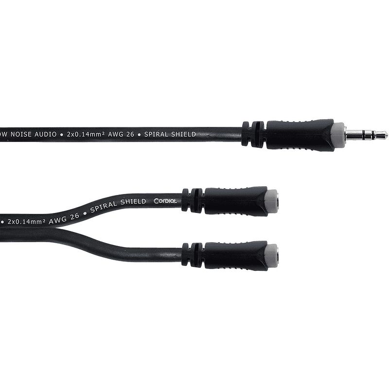 Foto van Cordial ey0.3wyy elements verloopkabel 3.5 mm jack trs male - 2x trs fem 0.3m