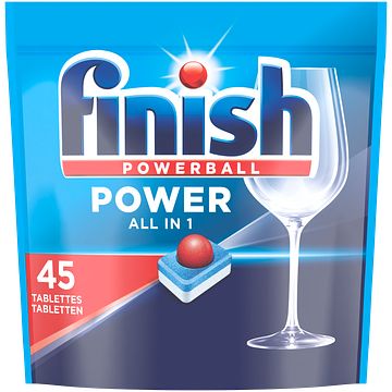 Foto van 1+1 gratis | finish power all in 1 regular vaatwastabletten 45 stuks aanbieding bij jumbo