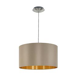 Foto van Eglo maserlo - hanglamp - 1 lichts - ø38cm - nikkel-mat - taupe, goud