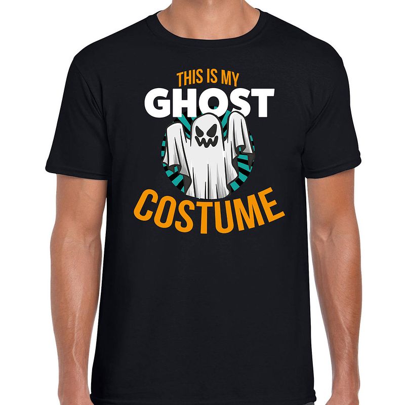 Foto van Ghost costume halloween verkleed t-shirt zwart voor heren xl - feestshirts