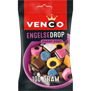 Foto van Venco engelse drop zacht zoet 100g bij jumbo