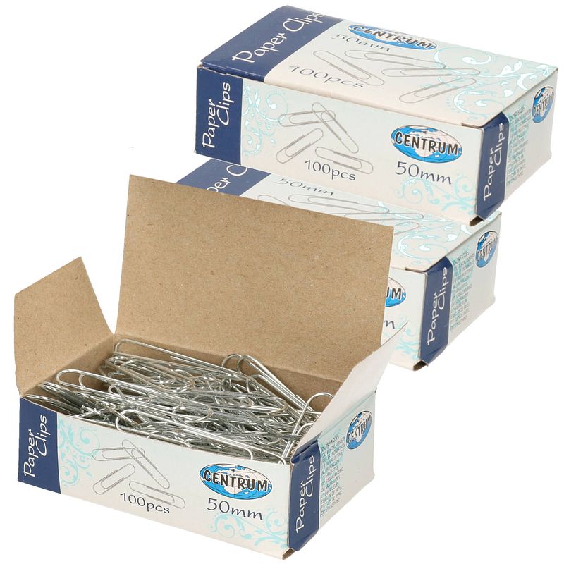 Foto van 500 stuks grote zilveren paperclips 50 mm - paperclip