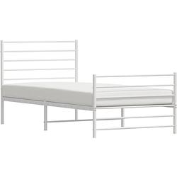 Foto van The living store bedframe met hoofd- en voeteneinde metaal wit 80x200 cm - bed