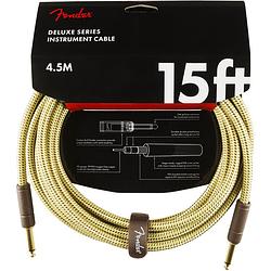 Foto van Fender deluxe cables instrumentkabel 4.5m geel tweed recht