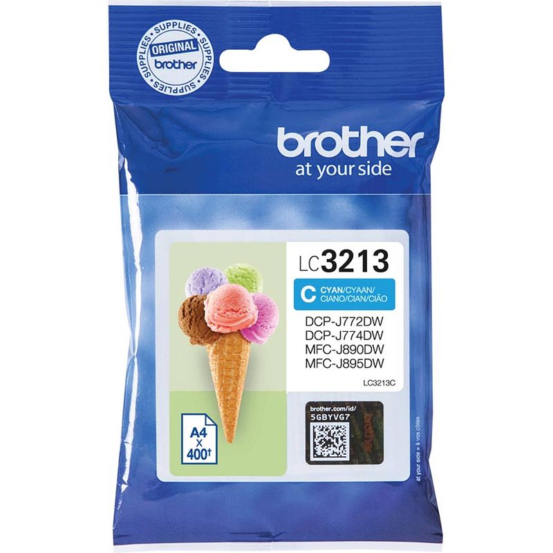 Foto van Brother inktcartridge, 400 pagina'ss, oem lc-3213c, cyaan 5 stuks