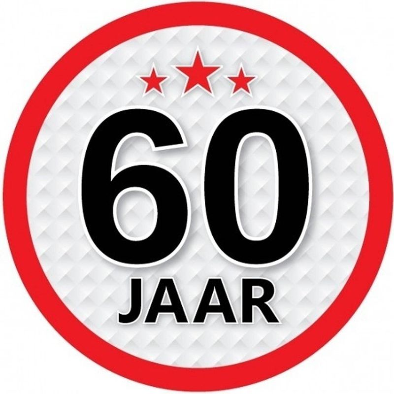 Foto van 10x 60 jaar leeftijd stickers rond 15 cm verjaardag versiering - feeststickers