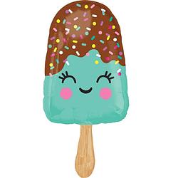 Foto van Amscan folieballon happy ice cream 43 x 88 cm bruin/blauw