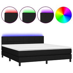 Foto van The living store boxspring - led verlichting - pocketvering - huidvriendelijk topmatras - 160x200 cm - zwart