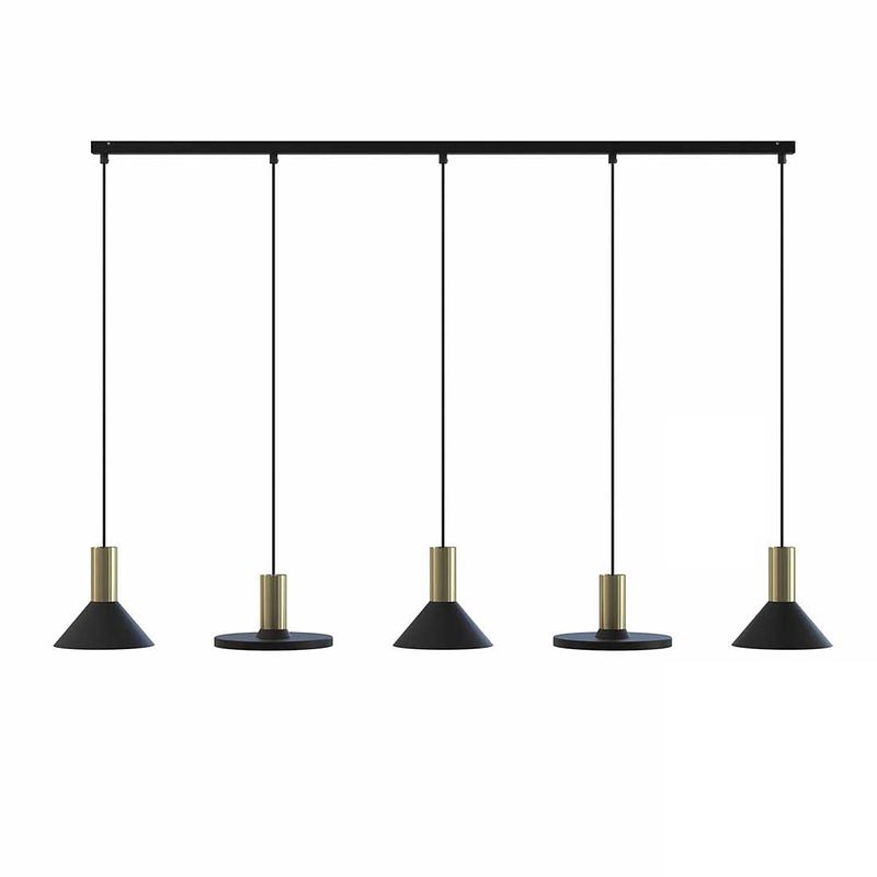 Foto van Nowodvorski hanglamp hermanos 5 lichts l 132 cm zwart - goud