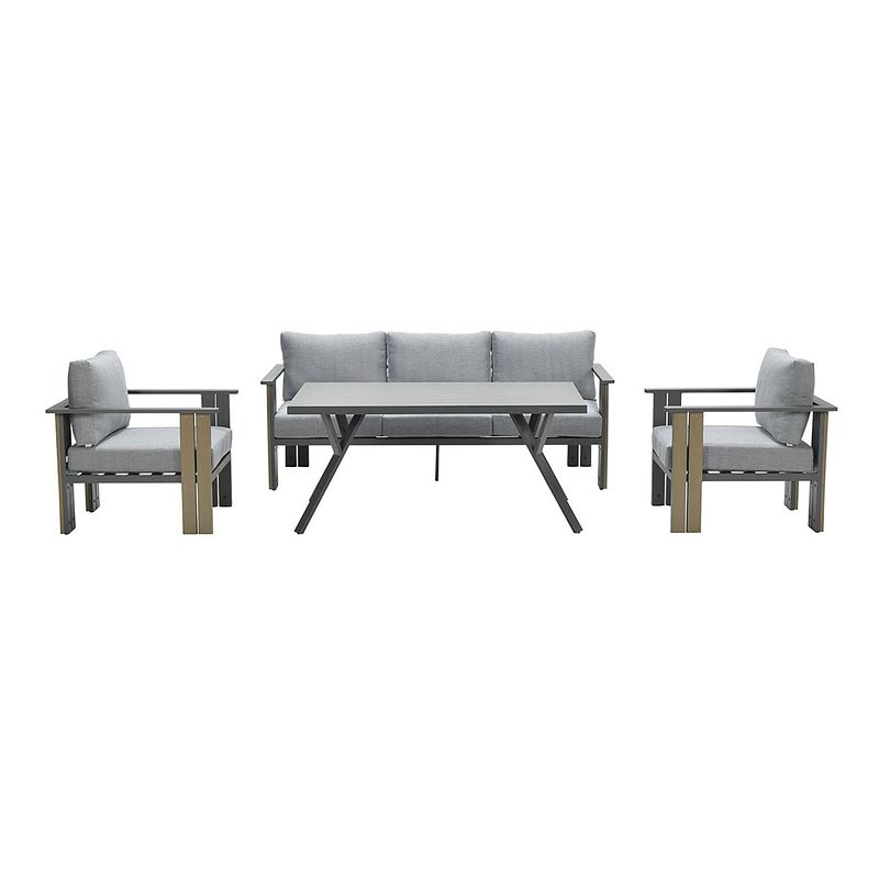 Foto van Garden impressions brady lounge dining set 4-delig - donker grijs