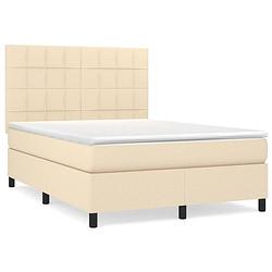 Foto van The living store boxspringbed - bed - 203 x 144 x 118/128 cm - crème - duurzaam materiaal - praktisch hoofdbord -