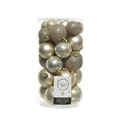Foto van 30x licht parel/champagne kerstballen 4 - 5 - 6 cm kunststof mat - kerstbal