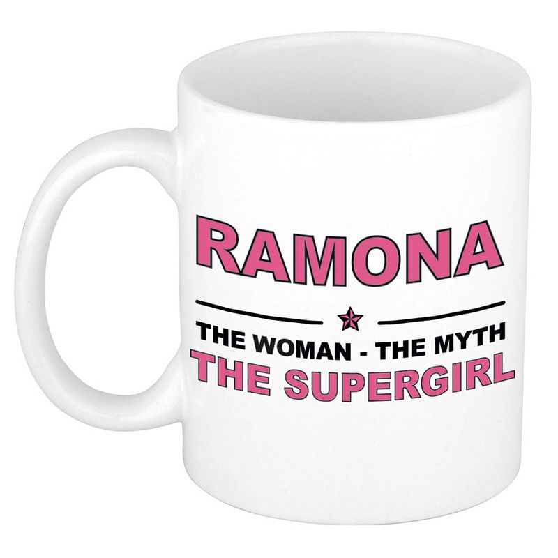 Foto van Ramona the woman, the myth the supergirl cadeau koffie mok / thee beker 300 ml - naam mokken