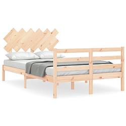 Foto van The living store bed the living store grenenhout grenenhouten bedframe 205.5 x 125.5 x 81 cm - multiplex lattenbodem -