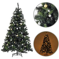 Foto van Christmasgoodz - kunstkerstboom - kunstkerstboom met verlichting - 200 led - kerstballen - 180 cm - kerstboom met ver...