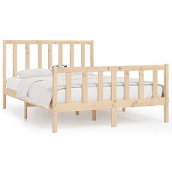 Foto van The living store klassiek grenenhouten bedframe - 195.5 x 125.5 x 69.5 cm - multiplex lattenbodem