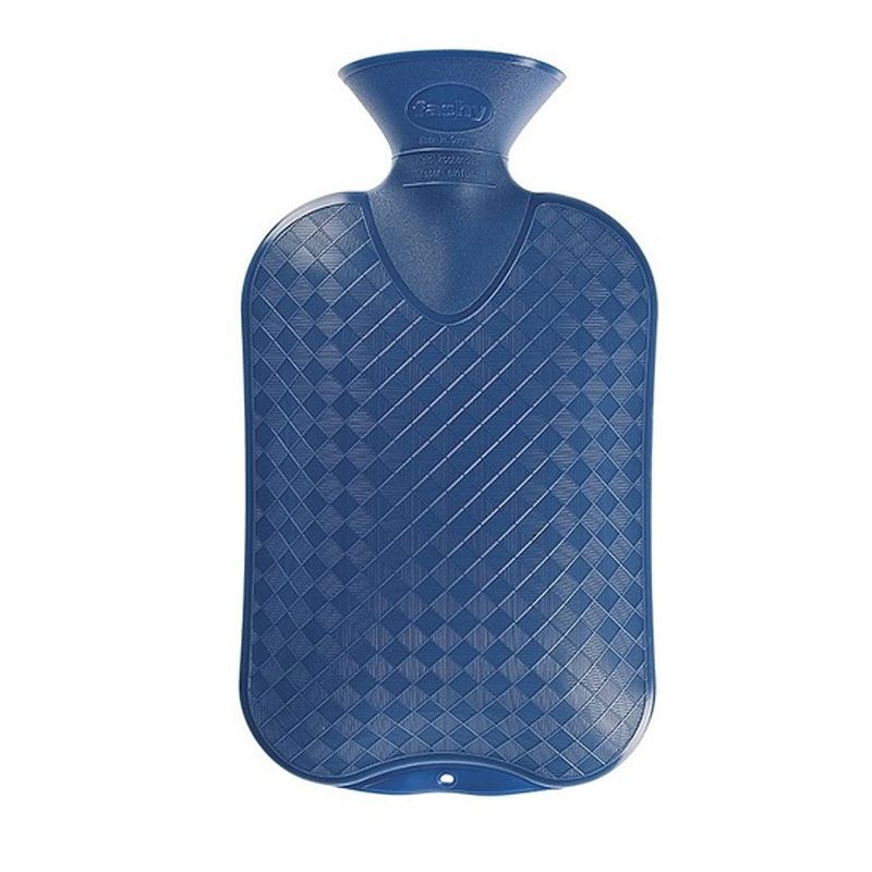 Foto van Kruik blauw ruit/ribbel 2 liter - warmwaterkruik