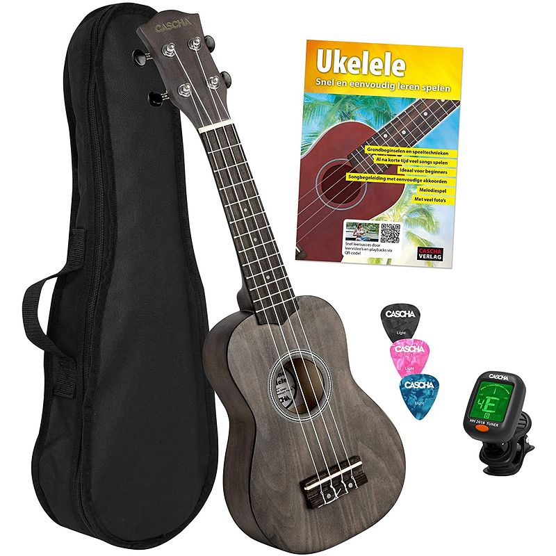 Foto van Cascha hh 3969 nl sopraan ukelele set zwart (nederlands)