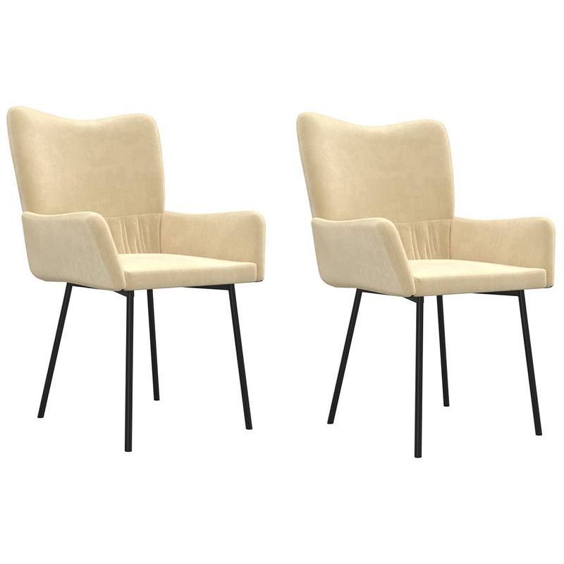 Foto van The living store eetkamerstoelen - fluweel - crème - 55 x 57 x 81.5 cm - ergonomisch