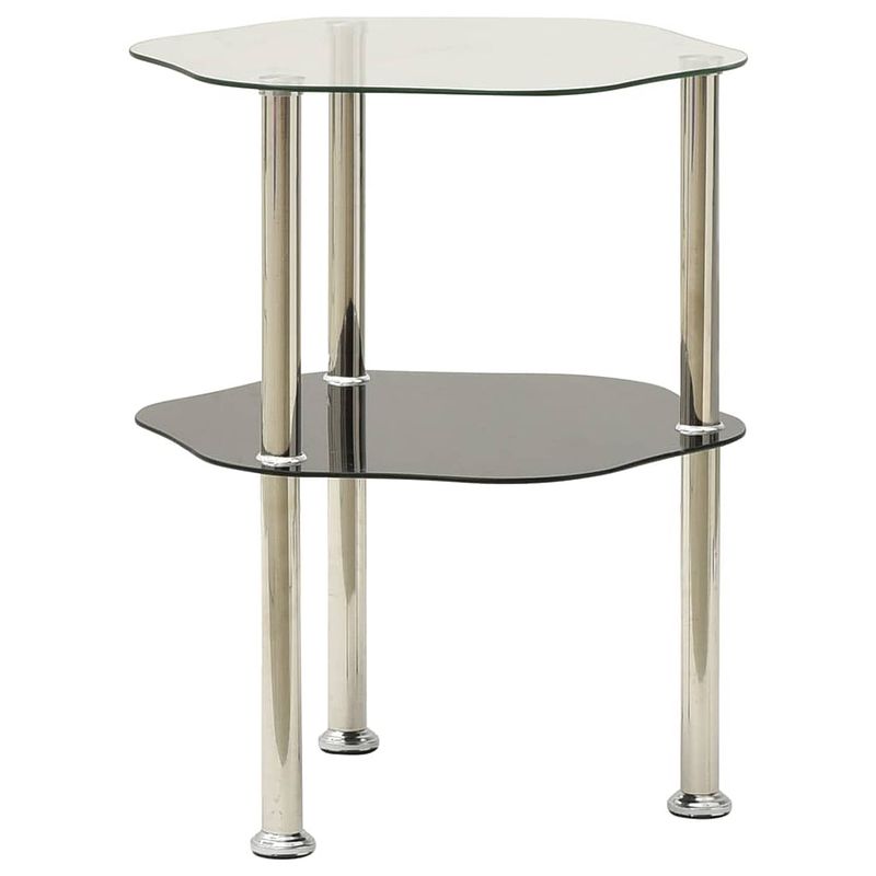 Foto van The living store bijzettafel 2-laags 38x38x50 cm gehard glas transparant zwart - tafel