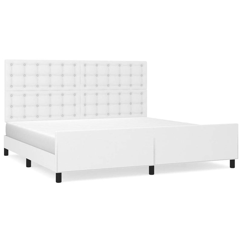 Foto van The living store bedframe - kunstleer - bedframe - 203 x 206 x 118/128 cm - wit