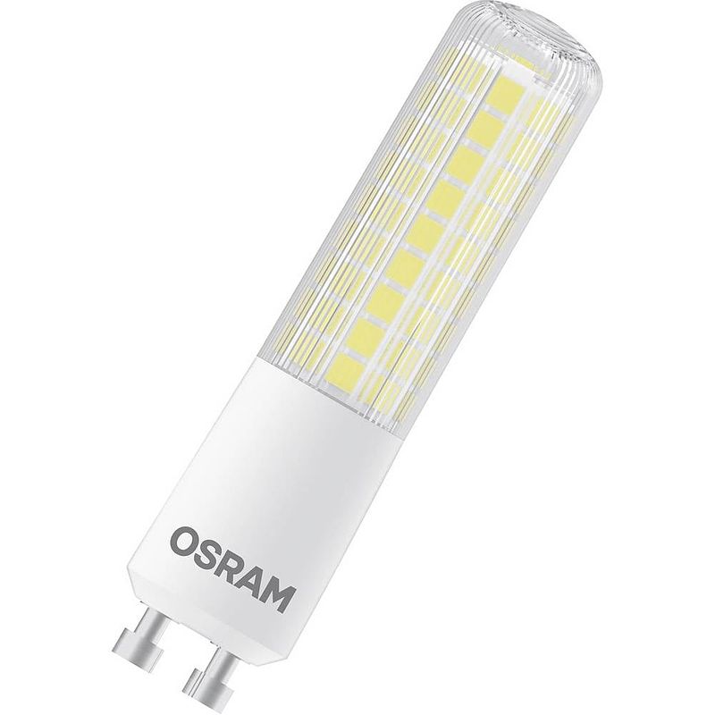 Foto van Osram 4058075607378 led-lamp energielabel e (a - g) gu10 batterij 7 w = 60 w warmwit (ø x l) 20 mm x 82 mm 1 stuk(s)