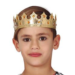 Foto van Guirca verkleed kroon voor kinderen - goud - kunststof - koning - koningsdag/carnaval - verkleedhoofddeksels
