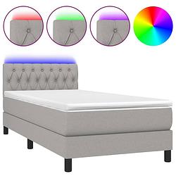 Foto van The living store boxspring bed - led - lichtgrijs - 193 x 90 x 78/88 cm - huidvriendelijk topmatras