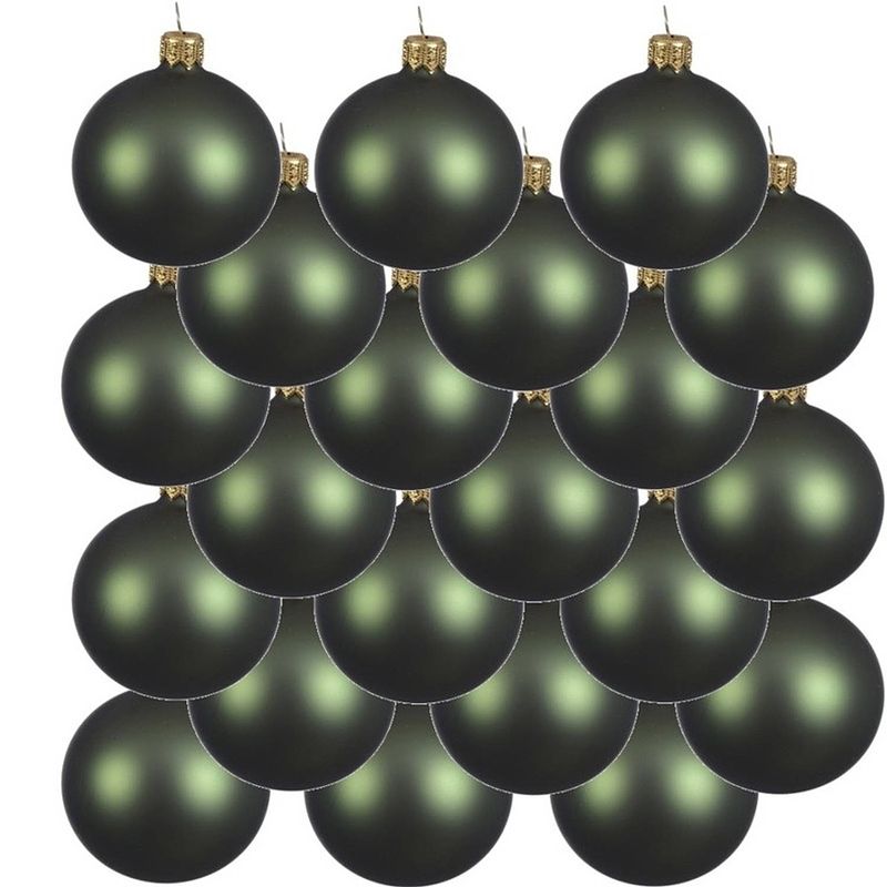 Foto van 18x glazen kerstballen mat donkergroen 8 cm kerstboom versiering/decoratie - kerstbal