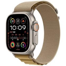 Foto van Apple watch ultra 2 gps + cellular 49mm titanium case met tan alpine loop - medium smartwatch beige