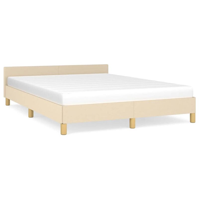 Foto van The living store bedframe crème - 193x143x50 cm - duurzaam materiaal