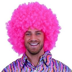 Foto van Neon roze clowns pruik - verkleedpruiken