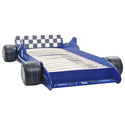 Foto van The living store raceauto kinderbed - blauw - 229 x 94.5 x 47 cm - geschikt voor matras 90x200 cm