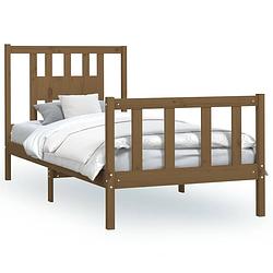 Foto van The living store klassiek grenenhouten bedframe - 205.5 x 105.5 x 69.5 cm - honingbruin