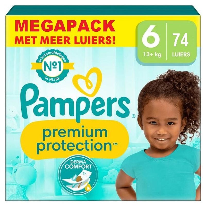 Foto van Pampers premium protection maat 6, 74 luiers 13kg+ bij jumbo