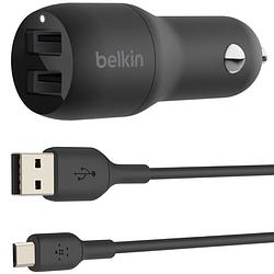 Foto van Belkin boost?charge™ dual usb car charger + micro-usb kabel - 24w - zwart